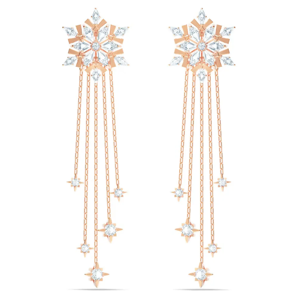 Swarovski Crystal Magic Pierced Earrings, White, Rose-Gold Tone Plated -5566674