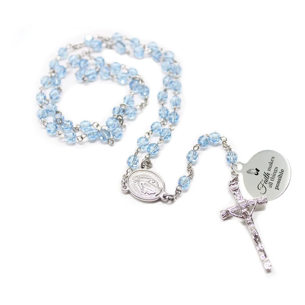 Swarovski Crystal Rosary - Blue (Personalisation Available)