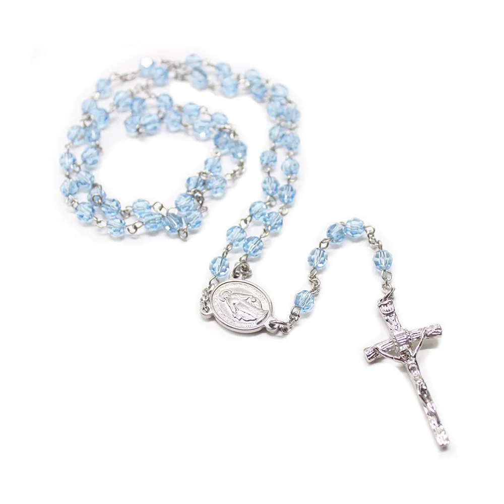 Swarovski Crystal Rosary - Blue (Personalisation Available)