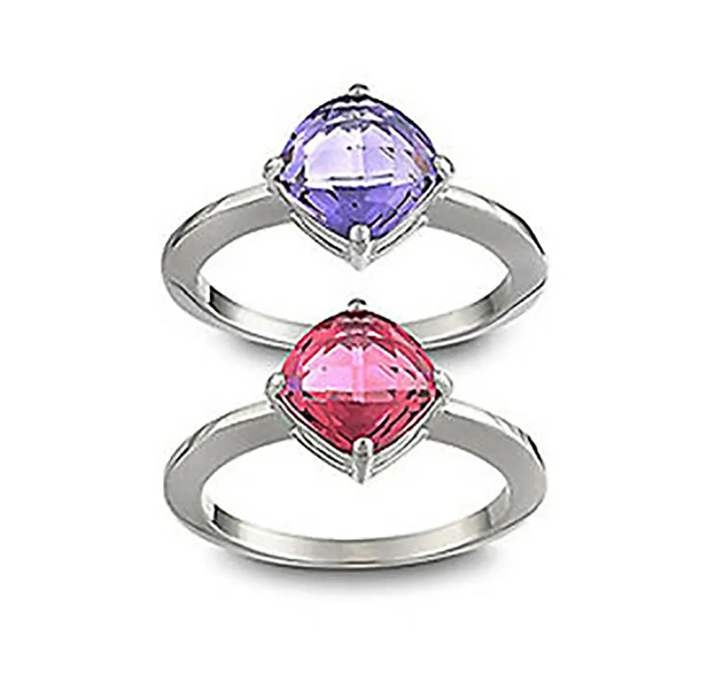 Swarovski SS LEA Pair of Rings PINK & PURPLE