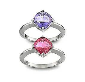 Swarovski SS LEA Pair of Rings PINK & PURPLE