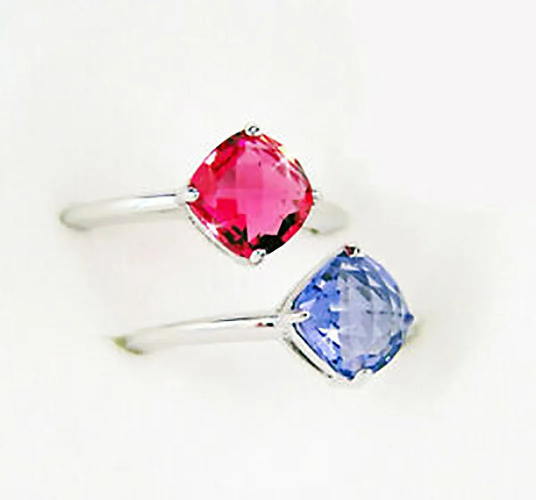 Swarovski SS LEA Pair of Rings PINK & PURPLE