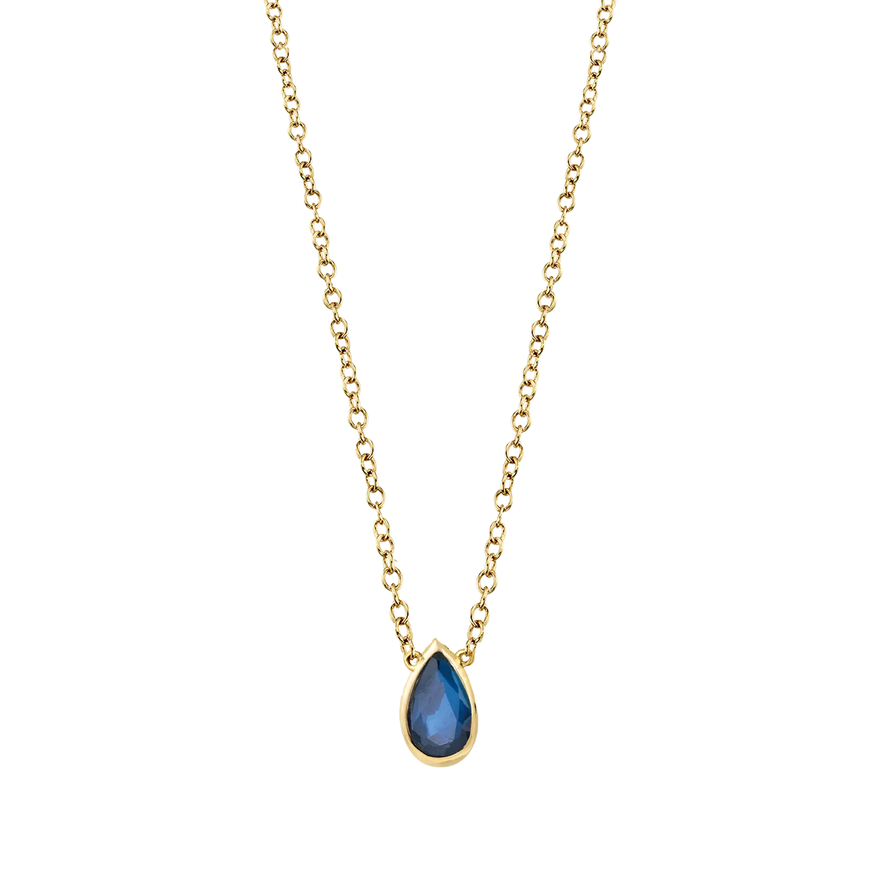 Teardrop Necklace - Blue Sapphire / 14k Yellow Gold