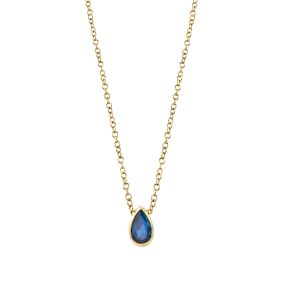 Teardrop Necklace - Blue Sapphire / 14k Yellow Gold