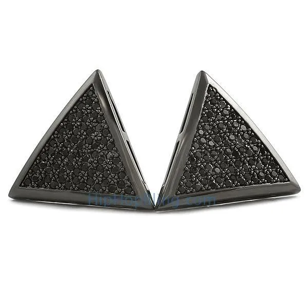 Triangle XL Black CZ Bling Bling Earrings