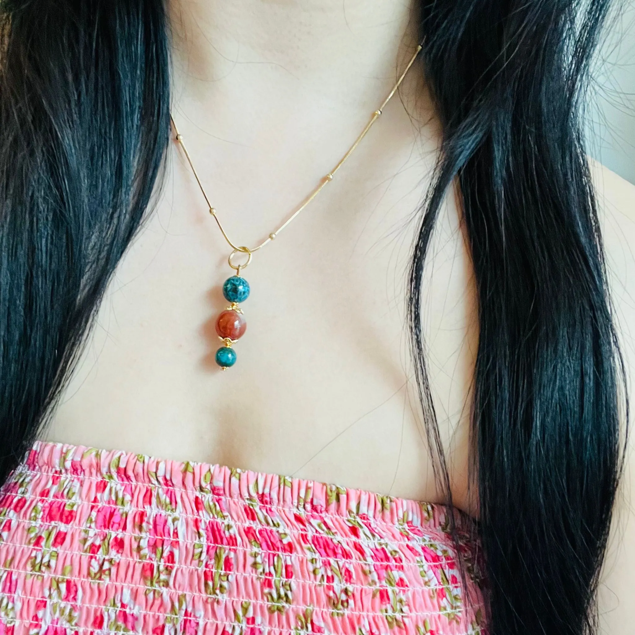 Turquoise & Agate Pendant