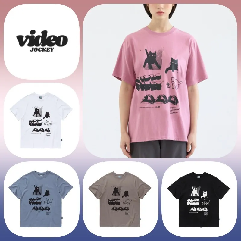 VIDEO JOCKEY  |Unisex U-Neck Cotton Logo T-Shirts