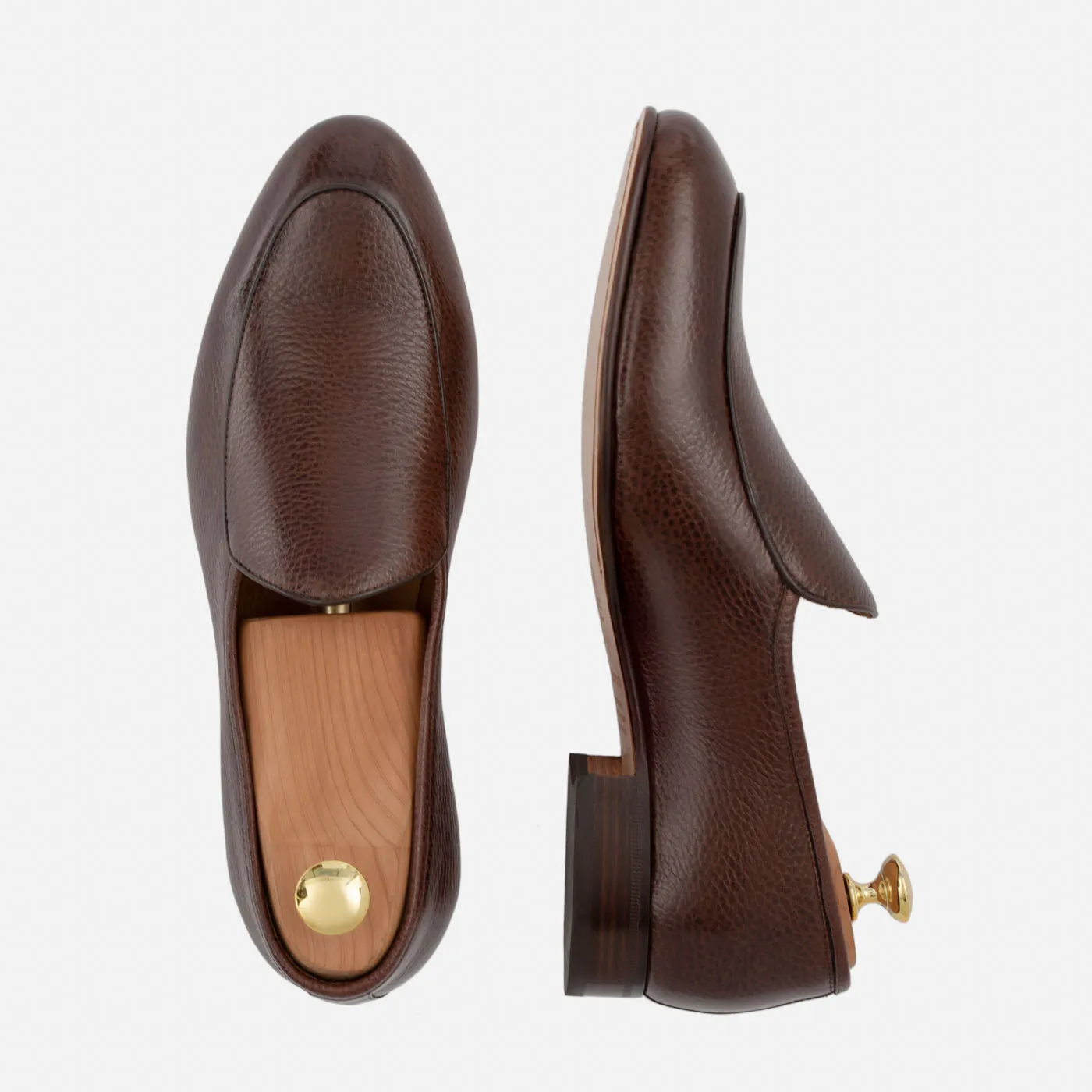 Vincent Belgian Loafers - Pebbled Leather