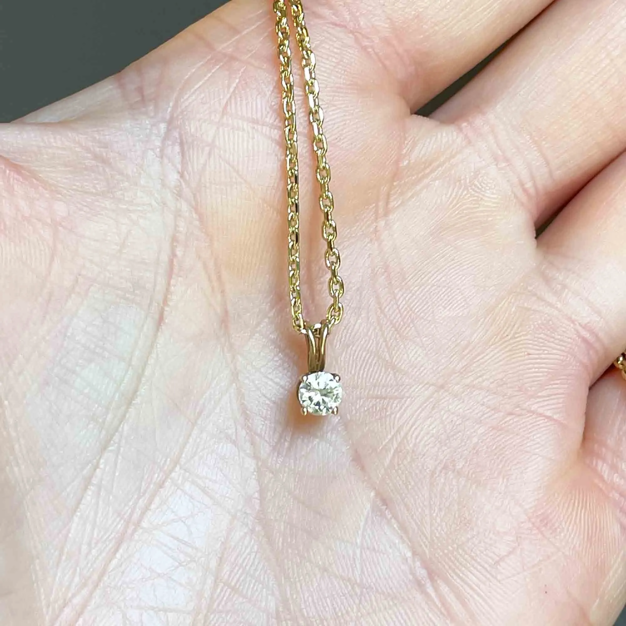 Vintage 14K Gold Diamond Solitaire Pendant Necklace