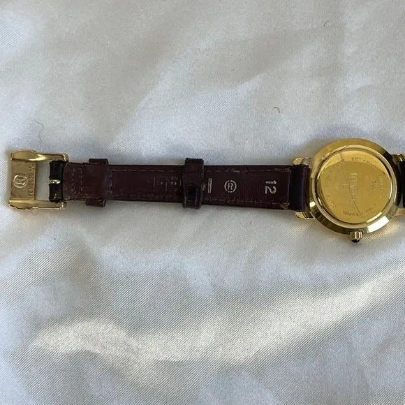 Vintage Fendi brown strap small gold face watch