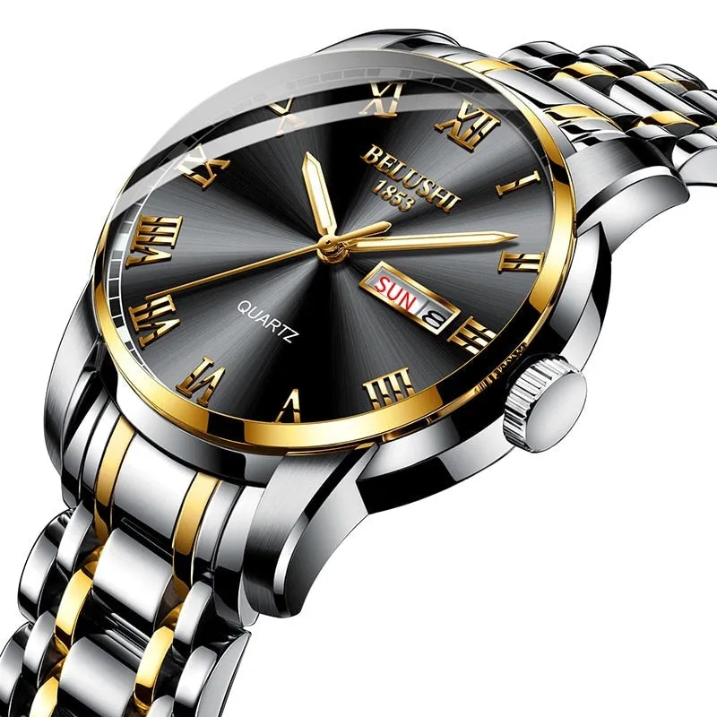 Watch Men Stainless Steel Business Date Clock Waterproof Luminous