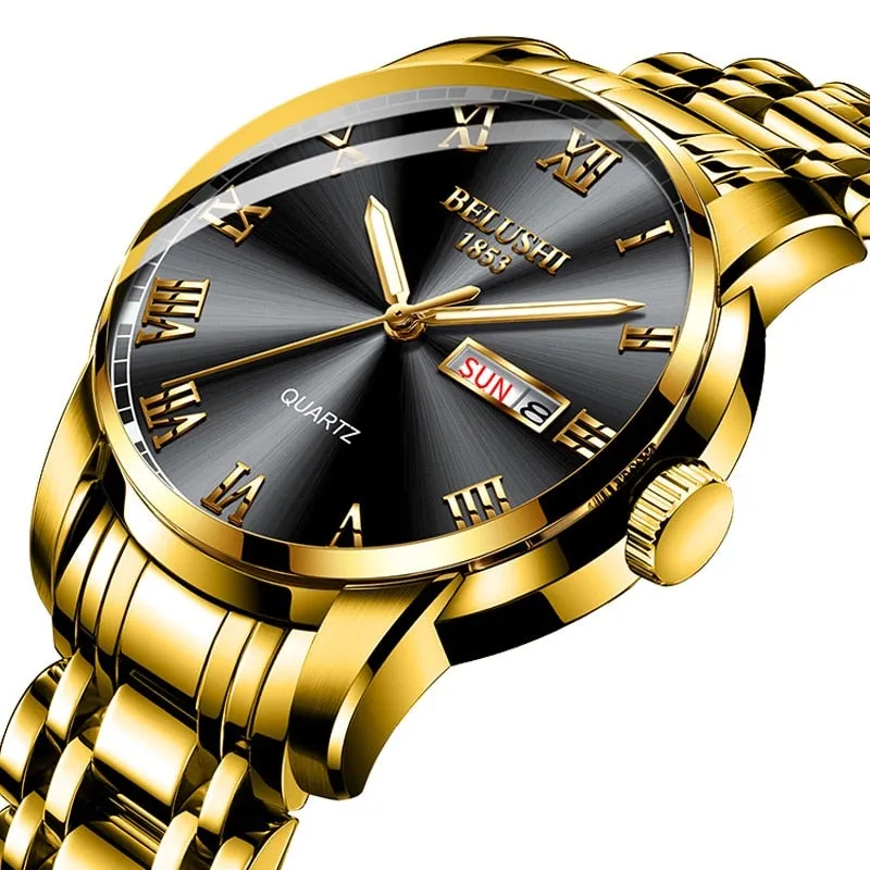 Watch Men Stainless Steel Business Date Clock Waterproof Luminous