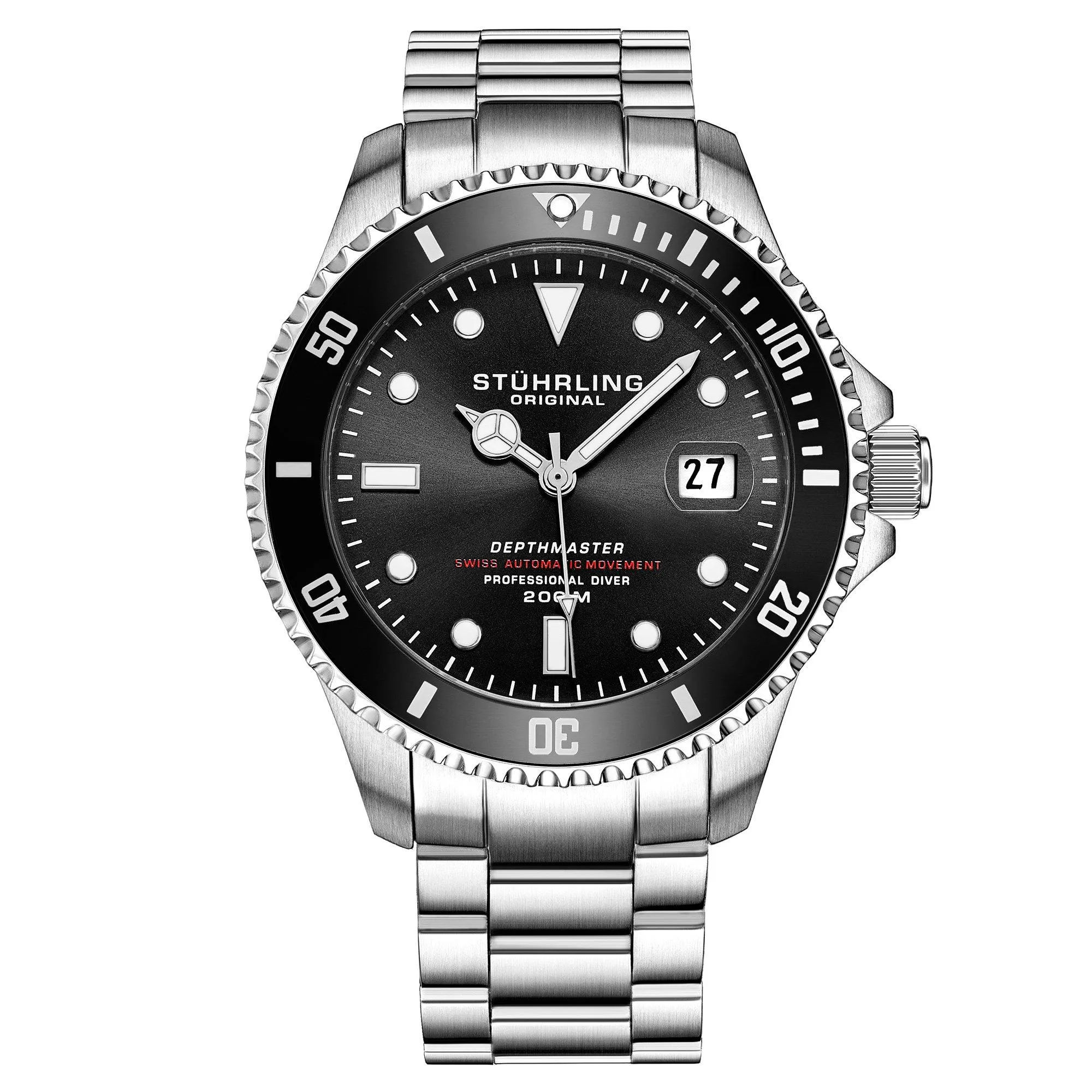 Watches | Lumina Swiss Automatic Depthmaster 42mm Diver Watch with Stainless steel Bracelet | STÜHRLING Original