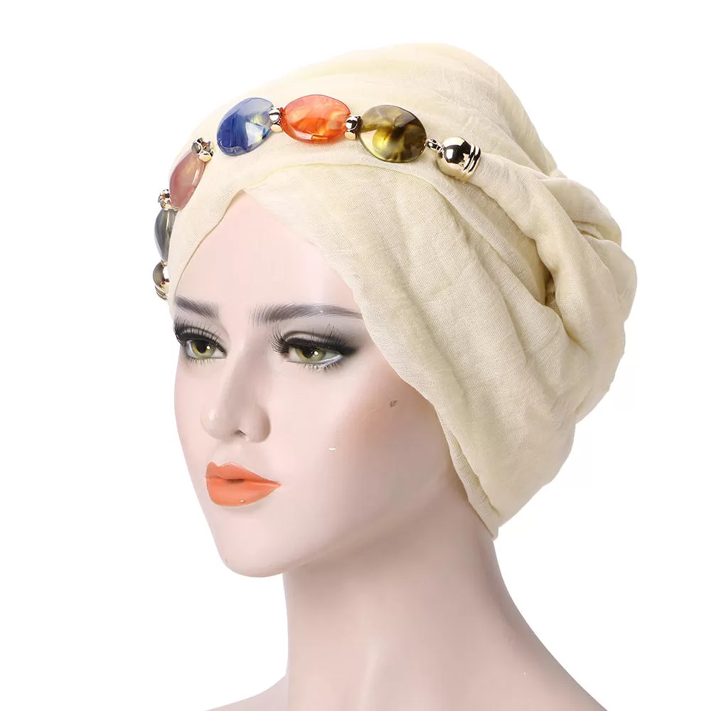 Women Lace Shawls Islamic Hijab Long Scarf Headwear Turban Cap