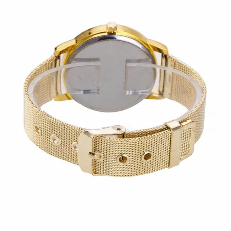 Women Watches Crystal Golden Rhinestone Stainless Steel Analog Quartz Dress Wrist Watch Bracelet Reloj