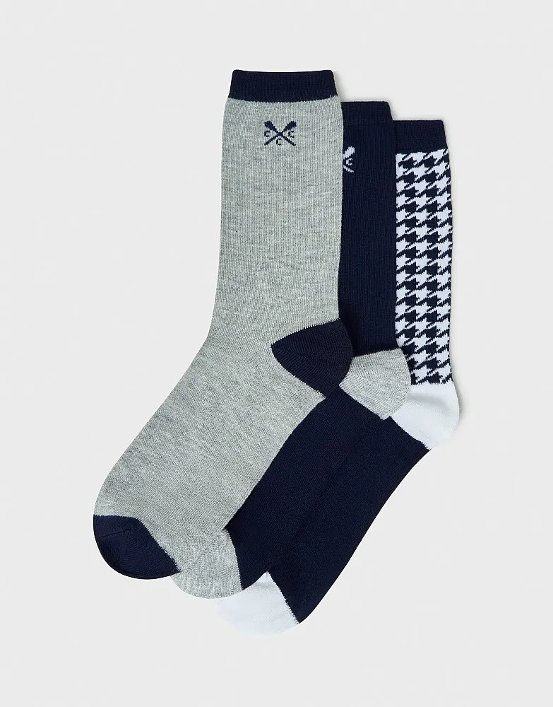 Women's 3 Pack Bamboo Socks - Houndstooth from Crew Clothing Company