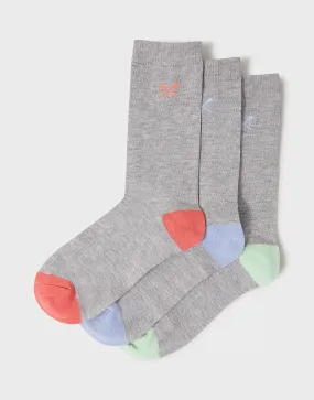 Women's 3 Pack Bamboo Socks - Light Grey from Crew Clothing Company