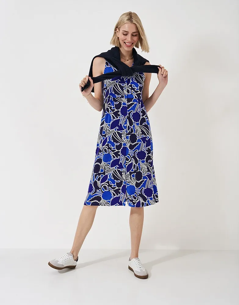 Women's Alissa Sleeveless Button Through Jersey Dress - Printed Floral from Crew Clothing Company