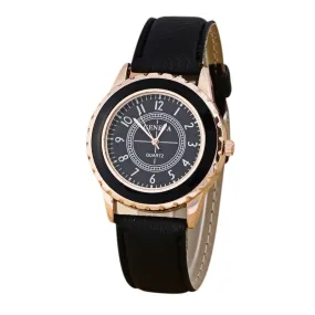 Womens Dress Watch Geneva Faux Leather Watches Classic Print Analog Quartz Wrist Watch Gifts