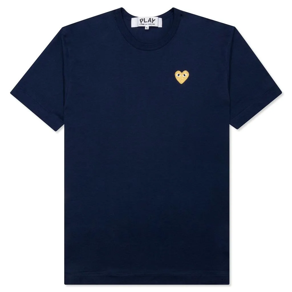 Women's Gold Heart T-Shirt - Navy