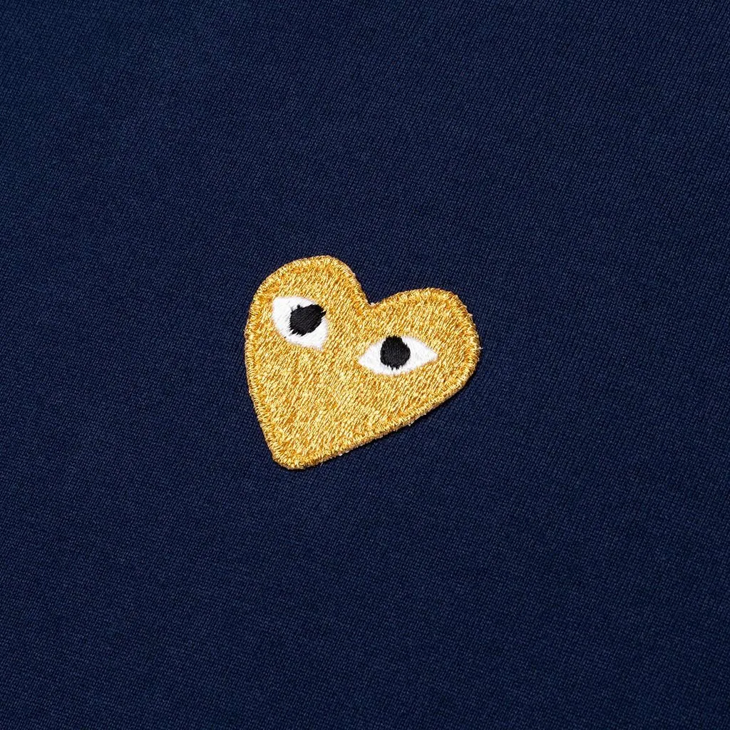 Women's Gold Heart T-Shirt - Navy