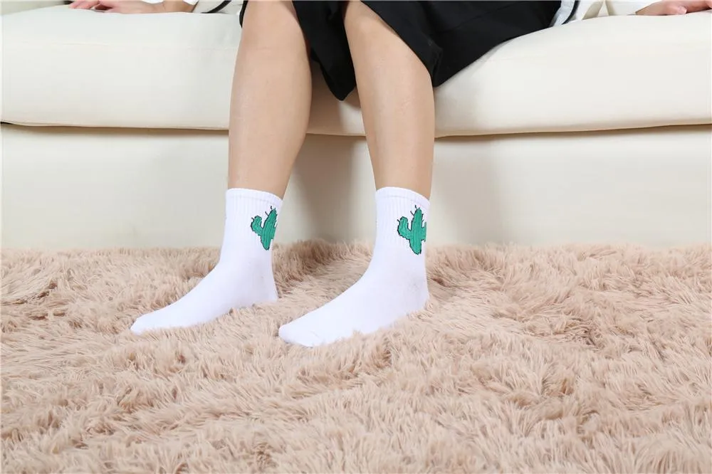 Women's men's Daily Harajuku Korea Japanese Kitten Gun Flame Alien Cotton Socks