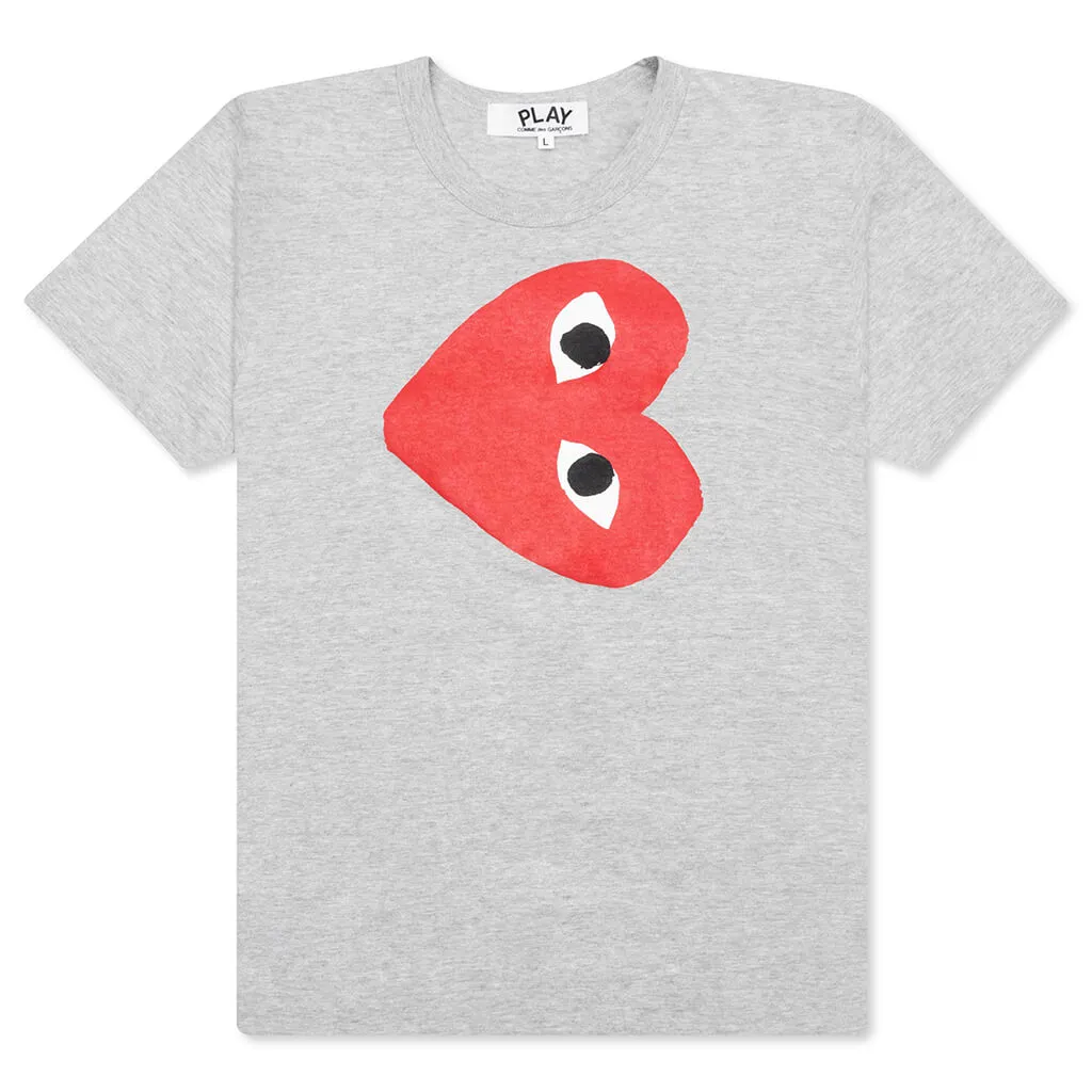 Women's Red Sideways Heart Tee - Grey