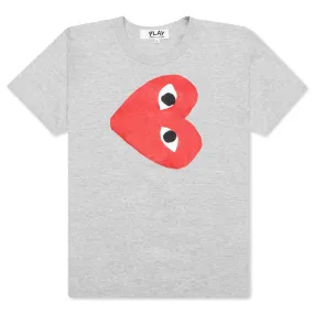 Women's Red Sideways Heart Tee - Grey