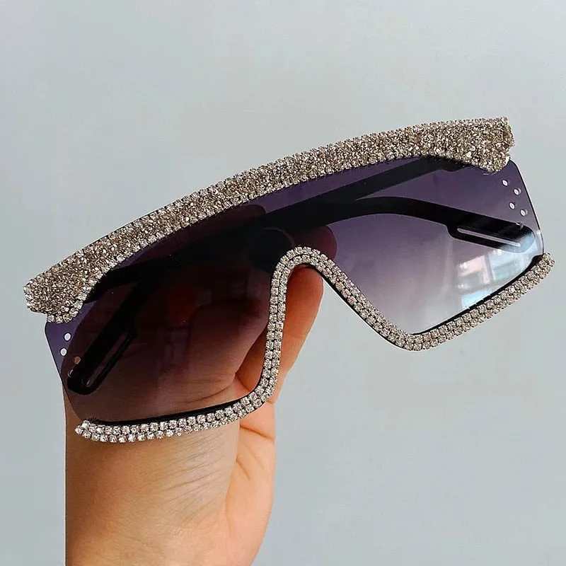 Women's Retro Hip-Hop UV400 Glitter Diamond Windproof Sunglasses