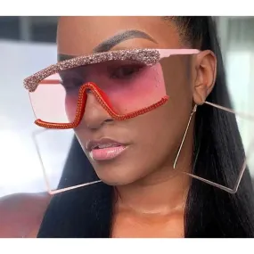 Women's Retro Hip-Hop UV400 Glitter Diamond Windproof Sunglasses