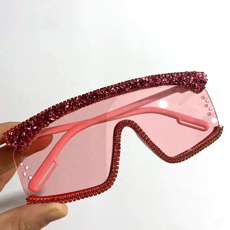 Women's Retro Hip-Hop UV400 Glitter Diamond Windproof Sunglasses