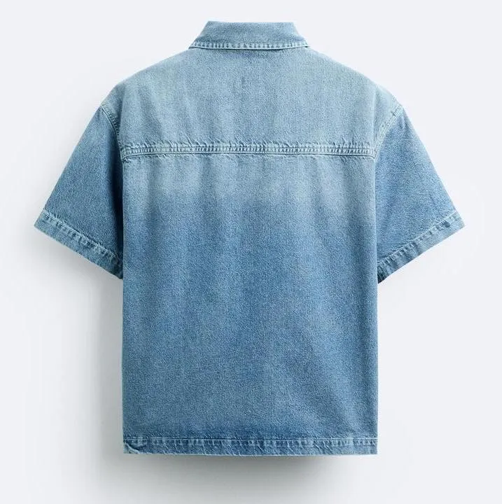 ZARA  |Denim Short Sleeves Shirts