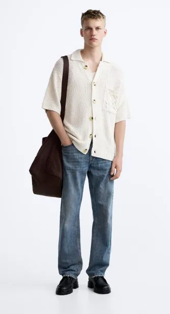 ZARA  |Plain Cotton Short Sleeves Shirts