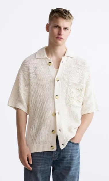 ZARA  |Plain Cotton Short Sleeves Shirts