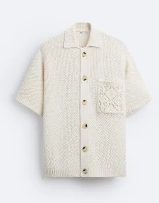 ZARA  |Plain Cotton Short Sleeves Shirts